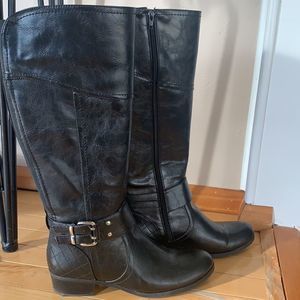 Women’s Tall black buckle zip up boots
